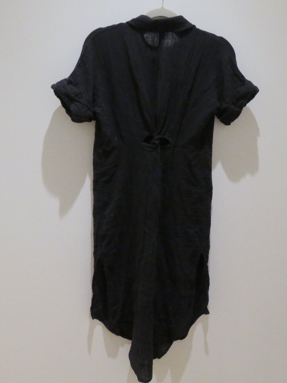 BY ANTHROPOLOGIE Lucia Sheer Midi Dress Black XS Gauzy Cover Up Vacation Minimal - Picture 11 of 13